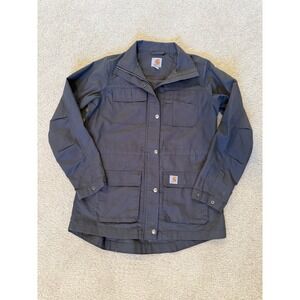 Carhartt Jacket Womens XS Navy Blue Smithville Zip‎ Up Utility Coat Adjustable